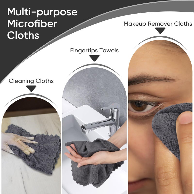 Orighty Washcloths 48 Pack, Ultra Soft Face Cloths 12 x 12 inch, Absorbent & Quick Drying Coral Velvet Washcloth Bulk, Multi-Purpose Face Cloth for Household, Cleansing and Sport (Grey) - Image 5