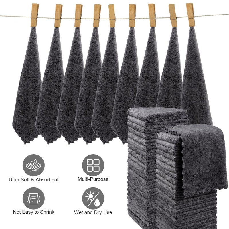 Orighty Washcloths 48 Pack, Ultra Soft Face Cloths 12 x 12 inch, Absorbent & Quick Drying Coral Velvet Washcloth Bulk, Multi-Purpose Face Cloth for Household, Cleansing and Sport (Grey) - Image 4