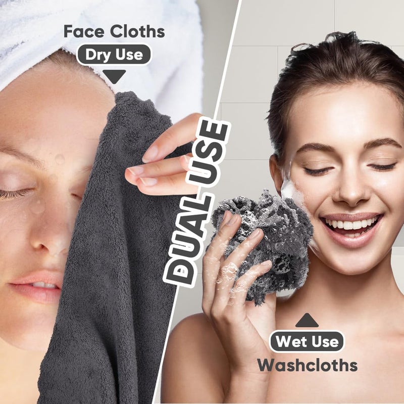 Orighty Washcloths 48 Pack, Ultra Soft Face Cloths 12 x 12 inch, Absorbent & Quick Drying Coral Velvet Washcloth Bulk, Multi-Purpose Face Cloth for Household, Cleansing and Sport (Grey) - Image 3