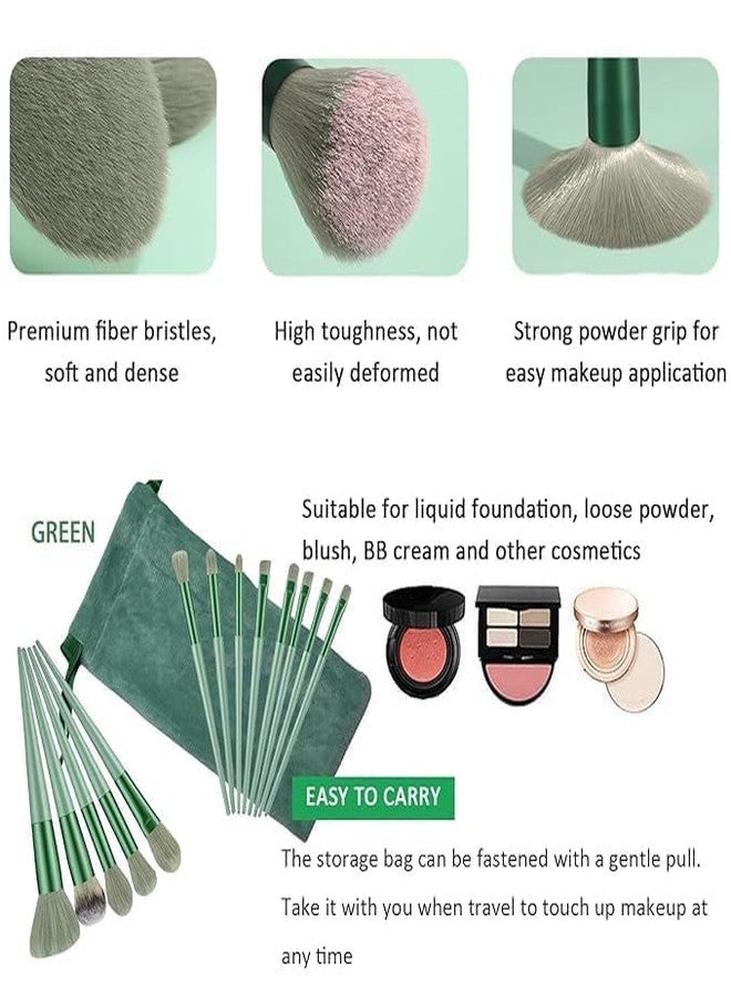 Sunisa Premium Makeup Brush Set, 13 Pieces with Carrying Case, Green - Image 3