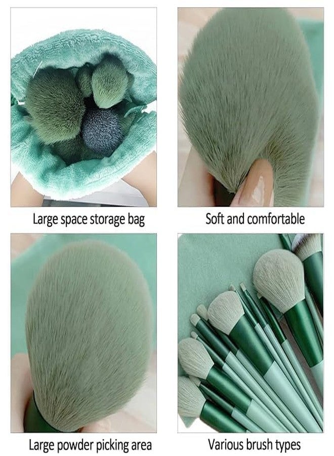 Sunisa Premium Makeup Brush Set, 13 Pieces with Carrying Case, Green - Image 4