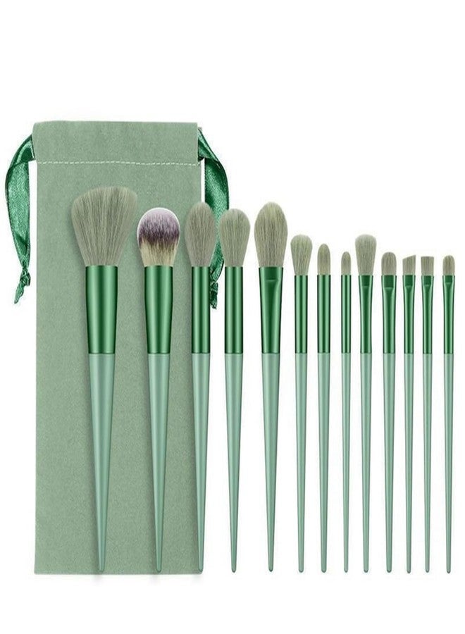 Sunisa Premium Makeup Brush Set, 13 Pieces with Carrying Case, Green - Image 2