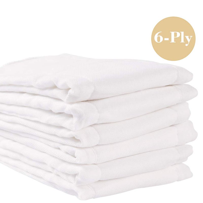 Fasoar Cotton Prefold Cloth Diapers - 100% Unbleached Premium Cotton, 6 Ply Baby Washable Diapers for Babies to Toddlers Multi-Use (10-35 lbs)(6ply 6 Count 01) - Image 2