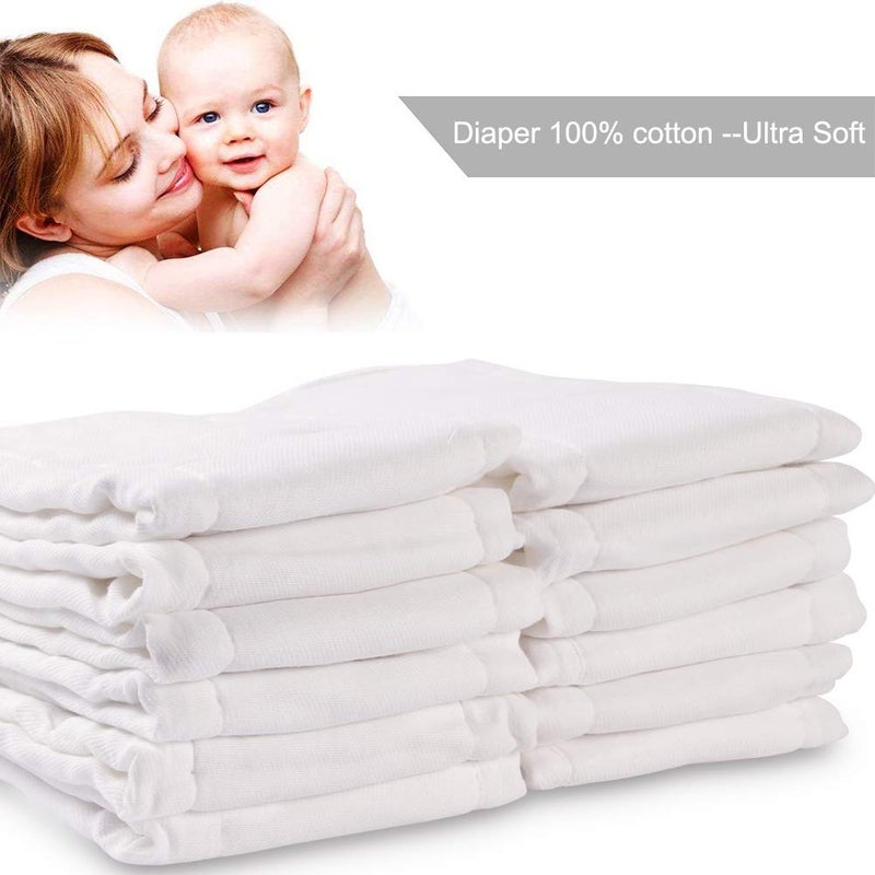 Fasoar Cotton Prefold Cloth Diapers - 100% Unbleached Premium Cotton, 6 Ply Baby Washable Diapers for Babies to Toddlers Multi-Use (10-35 lbs)(6ply 6 Count 01) - Image 5