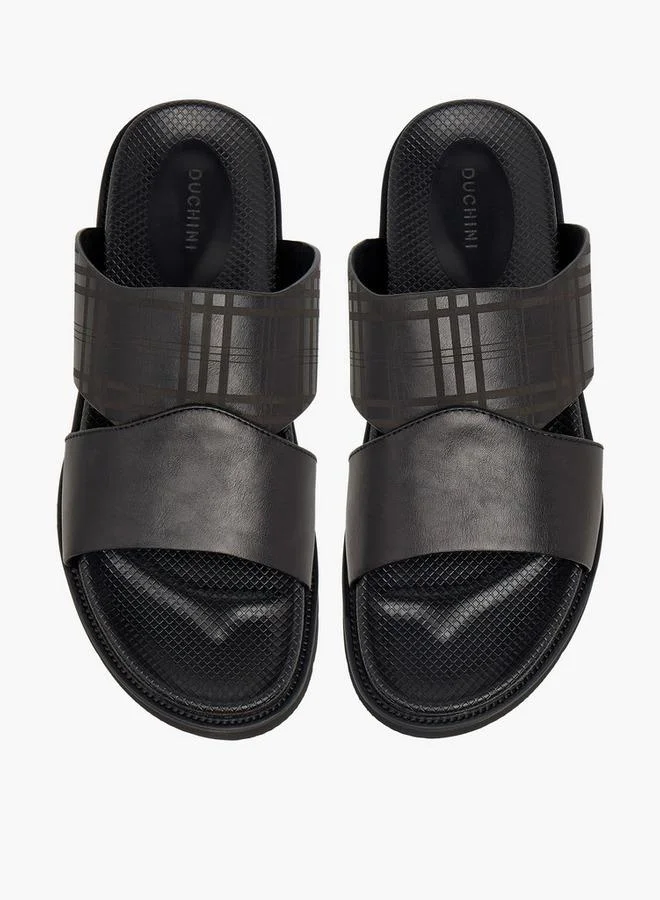 دوتشيني Men Checked Slip-On Comfort Sandals