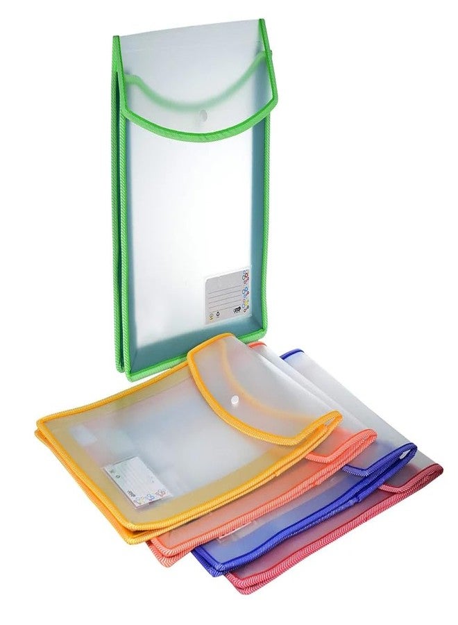 LC Staprico 10 Pack Plastic File Folders, Vertical Poly Envelope Expanding File Wallet, A4/Legal Size Document Organizer with Snap Button Closure & Transparent File Pouch (Multicolor) - Image 1