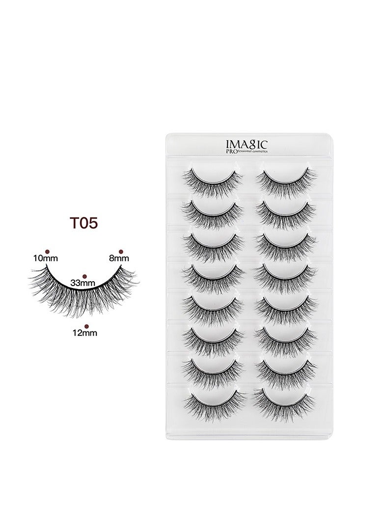 IMAGIC 8-Pair 3D False Eyelashes – Natural & Dramatic Volume, Lightweight Reusable Lashes, Soft Wispy Handmade Lashes for Daily Wear & Party Makeup (T05) - Image 5