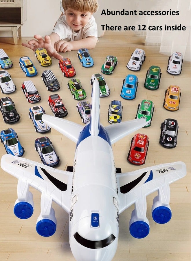 Morph orbital aircraft model Model airplane toys for children A380 airliner model Store your car Forward by inertia Contains 12 cars  - Image 5