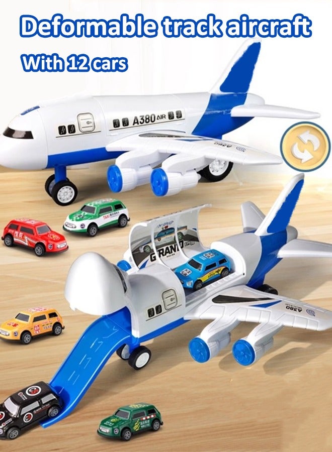 Morph orbital aircraft model Model airplane toys for children A380 airliner model Store your car Forward by inertia Contains 12 cars  - Image 1