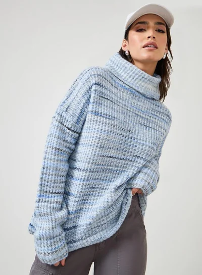 Styli Regular Fit Turtle Neck Chunky Knit Mixed Yarn Sweater