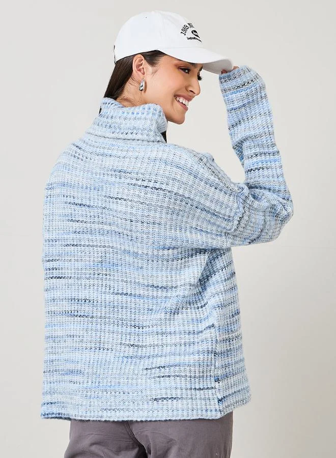 Styli Regular Fit Turtle Neck Chunky Knit Mixed Yarn Sweater