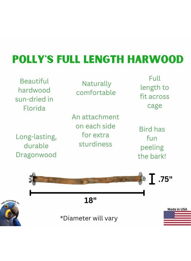 Polly's Full Length Hardwood Bird Perch, 18-Inch - Image 2