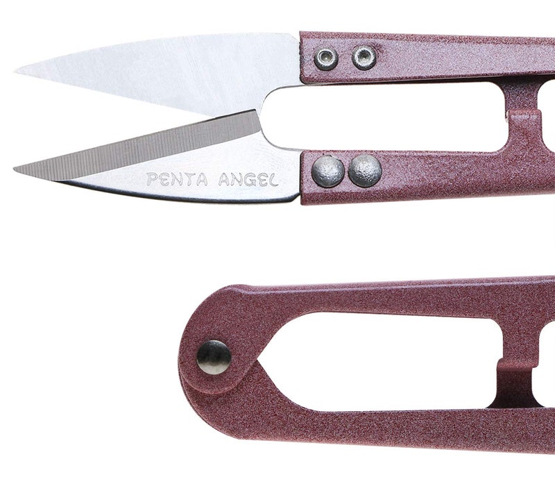 PENTA ANGEL 2Pcs Multicolor Mini Sewing Scissors Clipper 2Pcs Leather Scissors Sheath Cover Small Embroidery Thread Thrum Yarn Trimming Nipper U-Shaded Craft Cross Stitch Scissor(Pink/Gray) - Image 4