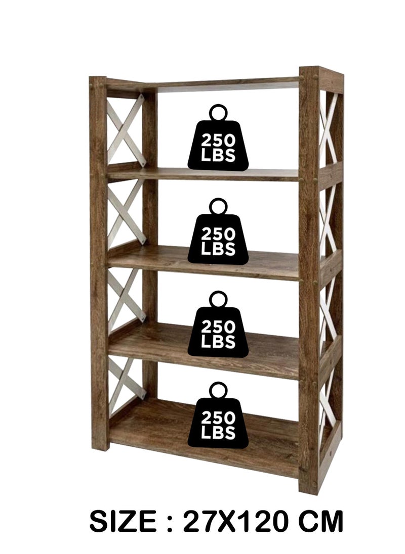 Generic - Modern Open Shelving Unit For Multi-purpose, Wooden Bookshelf, Mid Century Bookcase,  Storage Cabinet 27*120 CM - Image 1