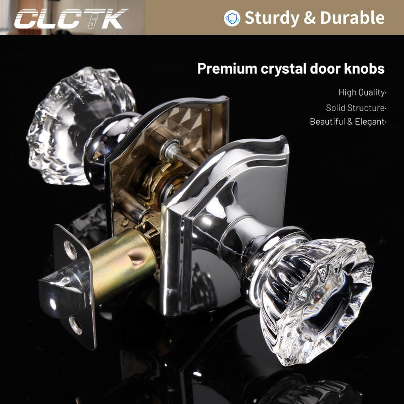 Clctk Crystal Door Knobs Interior, Passage Glass Door Knobs Polished Chrome Door Knobs For Hall Closet - Image 3