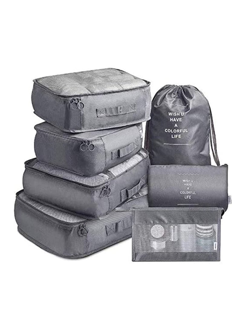 تفاصيل التعبئة والتغليف : 7 قطعة السفر الأمتعة منظم حزمة حقيبة مستحضرات التجميل ( رمادي ) - Image 1