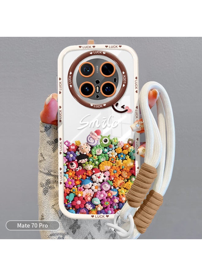 Inkaida Yingkaida Huawei Mate 70 Pro Phone Case Mate 70 Pro Full Protection Case Anti-drop Anti-fingerprint Men And Women Creative Protective Shell Puff Shell Colorful Little Doll + Lanyard - Image 1