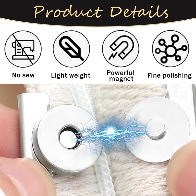 Ouliget No Sewing Required Metal Magnetic Buckle,Seamless Magnetic Bag Clip Purse Clasp,No-Sewing Clip Closures Clothing Bags DIY Crafts,with Needle Nose Pliers,10 Pairs - Image 3