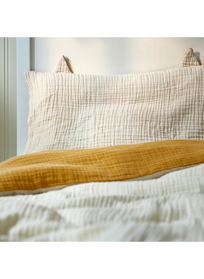 erorex 3-piece bedlinen set for cot, dark yellow/beige, 60x120 cm - Image 5