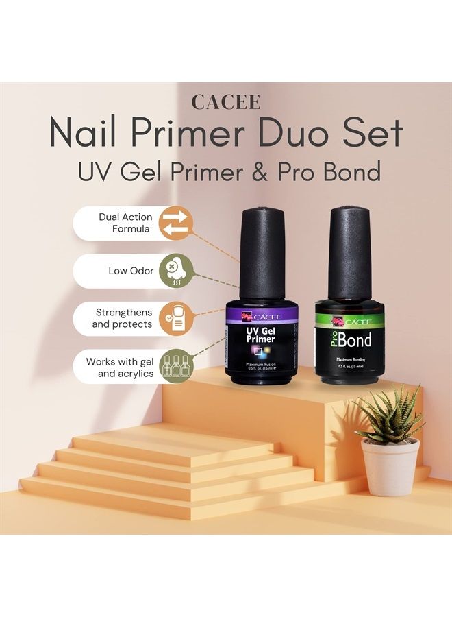 cacee Nail Primer Duo Set for Acrylic Nails, UV Gel Primer & Pro Bond 0.5 oz, Low Odor, Polish for UV/LED, Use Color Gel Polish & Acrylics, Protect & Strengthen - Image 2