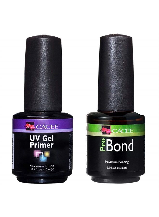 cacee Nail Primer Duo Set for Acrylic Nails, UV Gel Primer & Pro Bond 0.5 oz, Low Odor, Polish for UV/LED, Use Color Gel Polish & Acrylics, Protect & Strengthen - Image 1