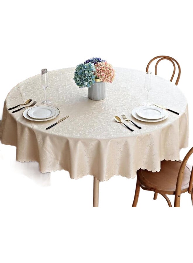 Moon Time Mengting Round Tablecloth, European Style, Waterproof And Oil-Proof, Washable, Round Dining Table Cover, Table Mat, Champagne Color - Image 1