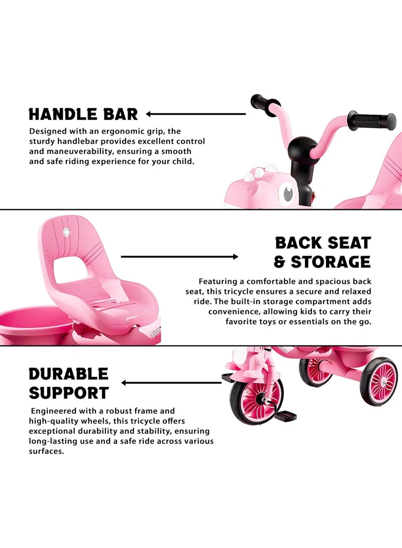 DubaiGallery Toddler Toys Tricycle for Kids 2-5 Years - Balance Bike with Light & Music, Strong Steel Frame, Kids Tricycle with 3 Wheels & Back Storage Basket - Perfect Ride-On Toy for Boys & Girls - Image 5