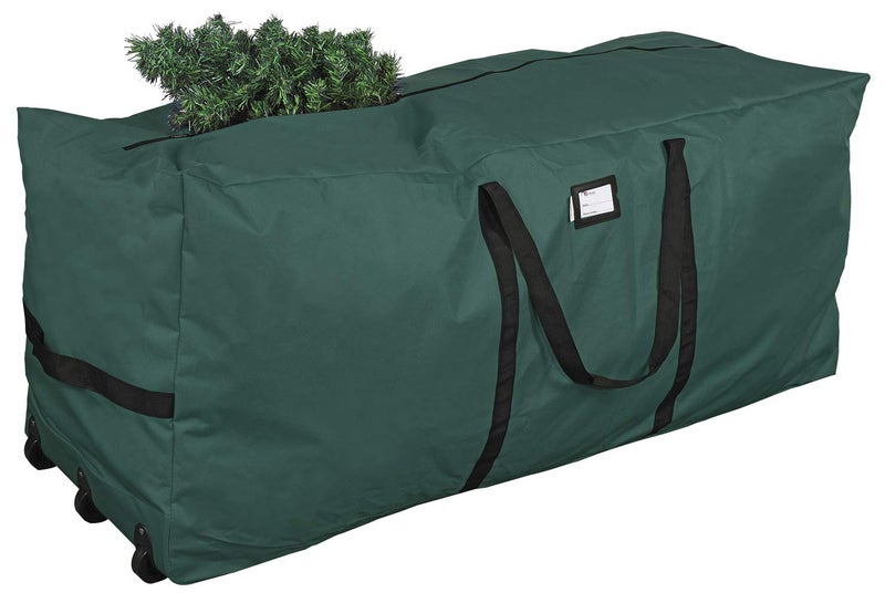 ProPik Rolling Christmas Tree Storage Bag Fits Up to 9 Ft Tall Disassembled Trees 28 H X 165 W X 60 L Extra Large Heavy Duty Xmas Storage Container with Wheels Handles 600D Oxford Green