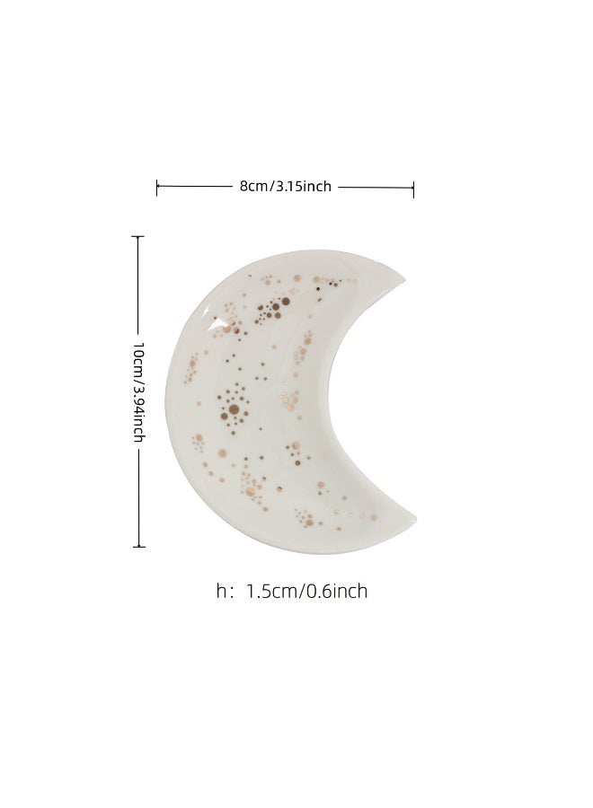 Moon Shape Jewelry Tray, 3pcs/Set Ceramic Moon Decorative Trinket Dish, Organizing Necklace Earrings Keys Jewelry Plate, for Vanity Bathroom Engagement Ring(3 Colors) - Image 2