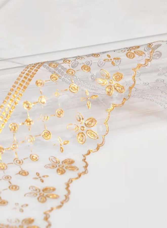 Wings Star Transparent Dining Table Cover for 6 Seater with Lace, 54 x 78 inch Size, Waterproof and Dustproof Table Sheet,Dining Table 6 Seater Waterproof Cover, Transparent Gold - Image 4