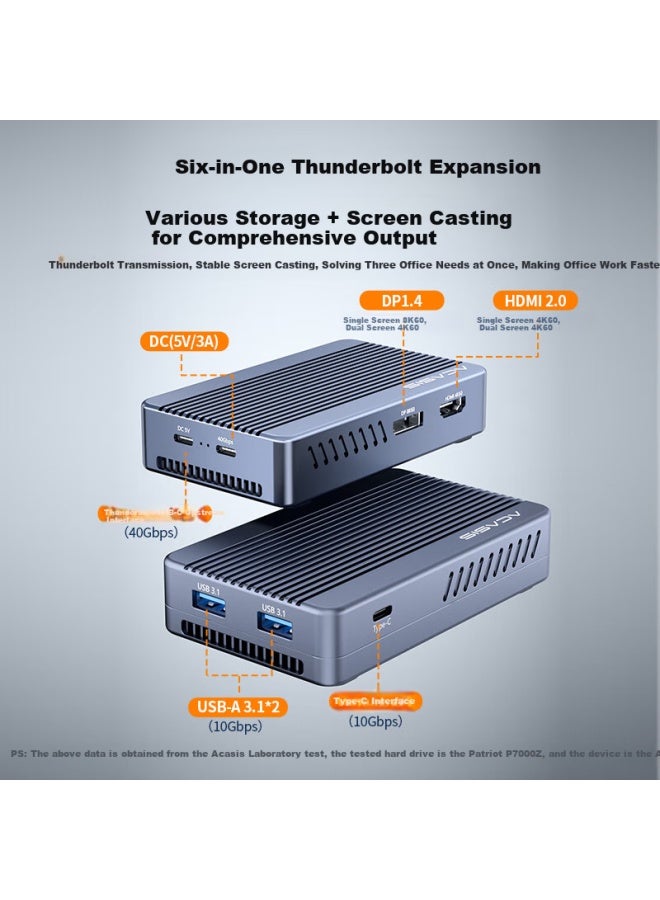 Acasis Thunderbolt 3 Expansion Dock, Nvme M.2 Portable Hard Drive Enclosure, Ultra Hd 8k Thunderbolt Converter, Compatible With Laptops, Thunderbolt 3 Expansion Dock Tbu405plus-h - Image 1