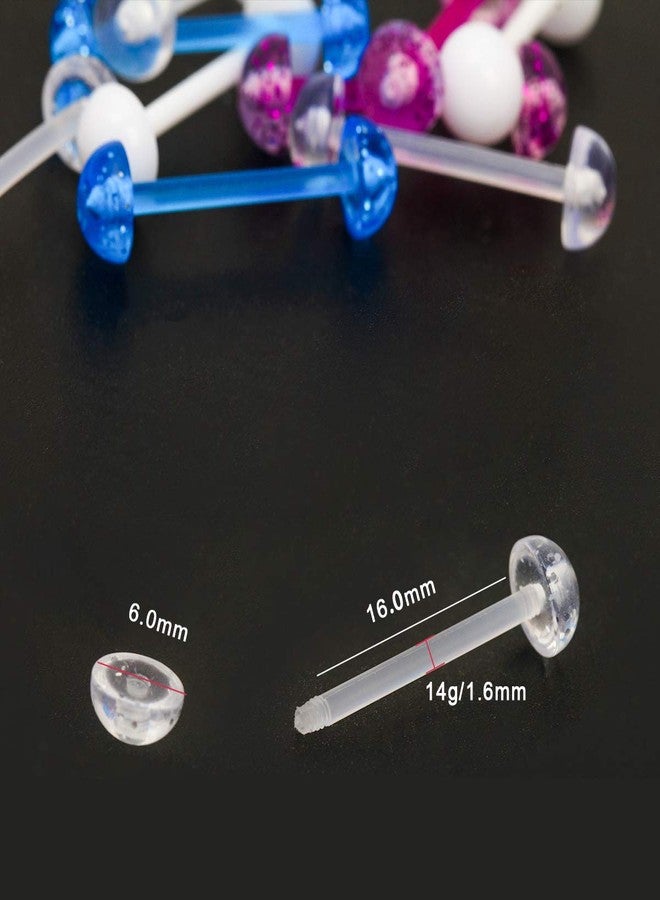 CrazyPiercing 5Pair Acrylic Tongue Rings 14G Flexible Glitter Half Ball Tongue Barbell Retainer Body Piercing Jewelry Bar Length 16mm - Image 4