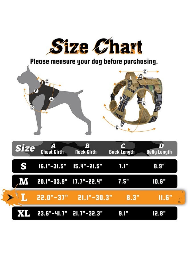 رابيتجو تسخير الكلاب rabbitgoo للكلاب الكبيرة بدون شد، سترة خدمة تكتيكية للحيوانات الأليفة مع مقبض مولي وتحكم، تسخير عسكري قابل للتعديل وعاكس لسهولة المشي والتدريب، بني مموه، كبير - Image 4