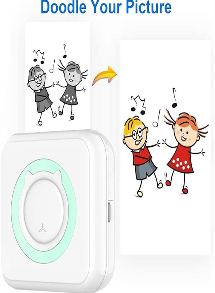 Comes with 13 rolls of paper, thermal label printer, portable mini photo printer, rechargeable bluetooth inkless printer for Android and iOS smartphones - Image 2