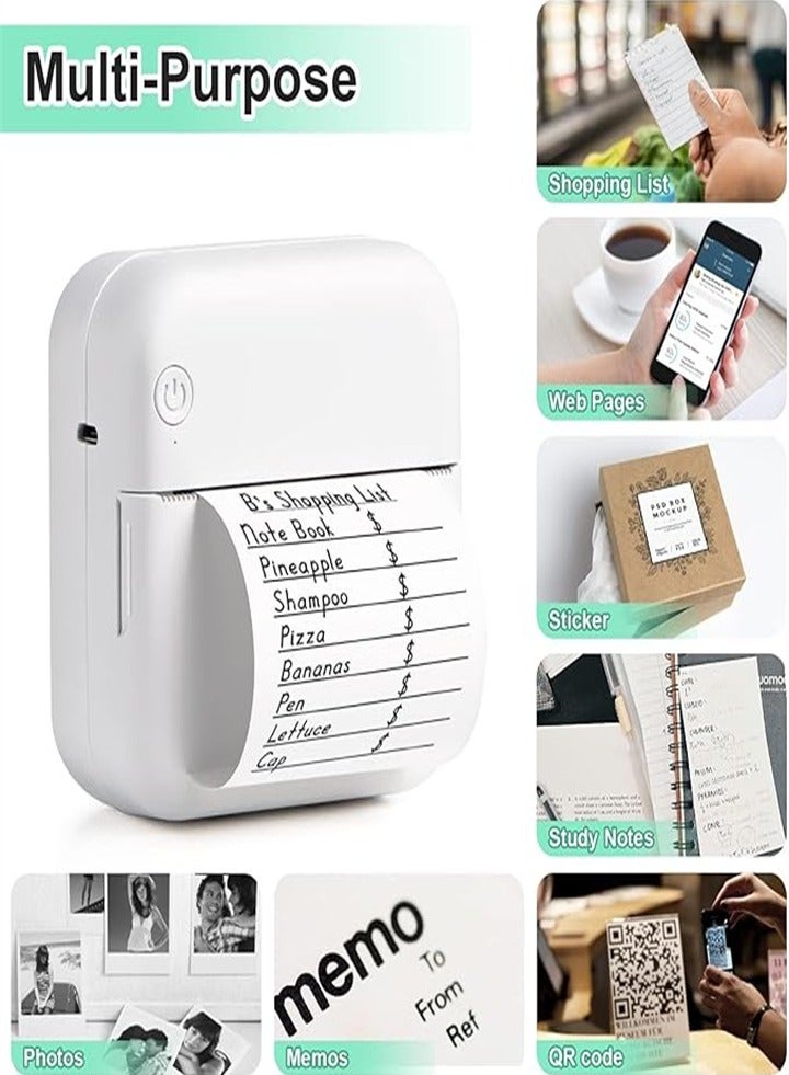 Comes with 13 rolls of paper, thermal label printer, portable mini photo printer, rechargeable bluetooth inkless printer for Android and iOS smartphones - Image 5