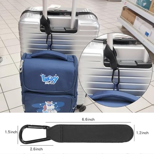 TraveEssentialz 2 pc Stroller Hook for Multipurpose Use | PU Leather Hook for Bag Hanging | Travel Essential Item (Black) - Image 5