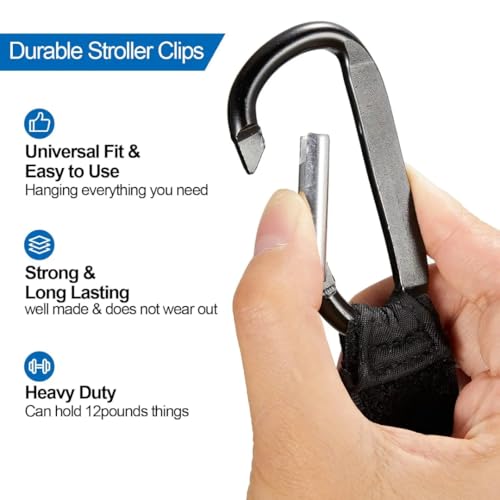 TraveEssentialz 2 pc Stroller Hook for Multipurpose Use | PU Leather Hook for Bag Hanging | Travel Essential Item (Black) - Image 4
