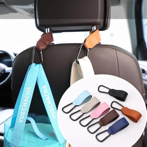 TraveEssentialz 2 pc Stroller Hook for Multipurpose Use | PU Leather Hook for Bag Hanging | Travel Essential Item (Black) - Image 3