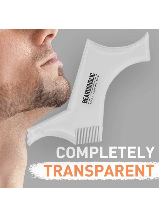 Beardoholic Beard Shaping Tool – 9-in-1 Completely Transparent Design – Achieve Perfectly Precise Lines and Any Beard Shape – Lineup Pencil, Built-In Comb and Trimming Scissors for Maximum Accuracy - Image 5