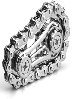 Spinner Bike Chain Gear Shape Fidget Spinner for Stress Relief, Metal Sprocket Chain Fidget Toy for Kids Adults, Kinetic Desk Toy Novelty Hand Finger Spinner for Anti-Anxiety, Cool Toy Gift for Kids Adults (Silver)  - Image 1