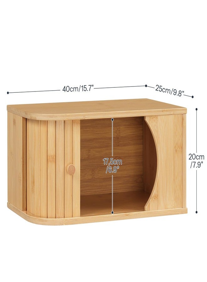 HOOBRO Bread Box, Bamboo Bread Box for Kitchen Countertop, Corner Bread Box with Roller Door, Bread Storage Container, Bamboo Food Storage Cabinet, for Kitchen, Dining Room, Natural YL20MB01 - Image 2
