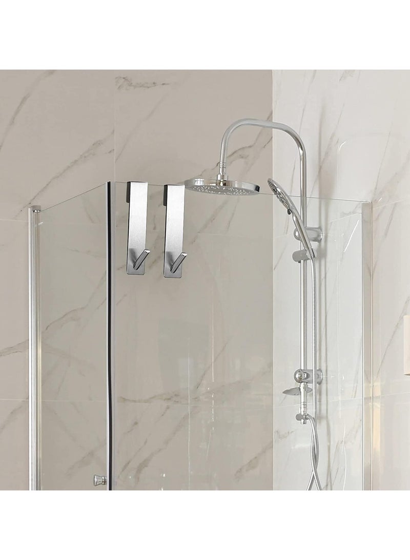 Bukela 3 Pcs Shower Door Hooks, Shower Towel Hangers, Stainless Steel Hook, No Slip and No Scratch, Corrosion Resistant, Easy to Install, for Bathroom Frameless Glass Shower Decor, Silver  - Image 5