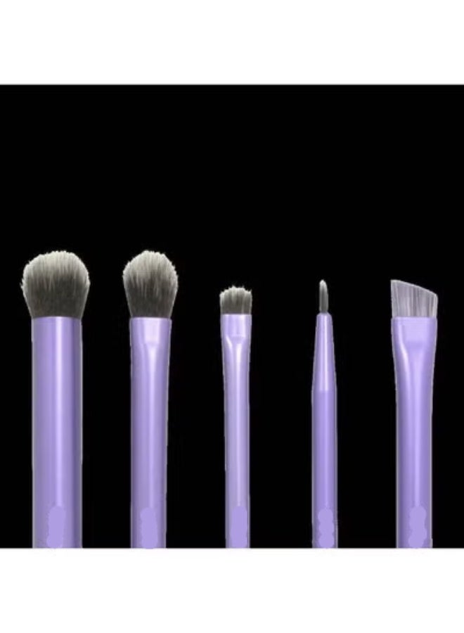 Bulk Set of 10 Eye Makeup Brush Kits (Total 50 Pieces) – Professional Purple Handle Eyeshadow Blending, Crease, Eyeliner, and Angled Brow Brush Sets - Image 2