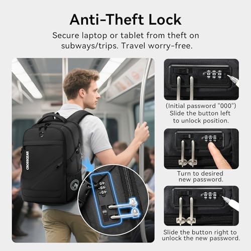 CROSS+GEAR CROSSGEAR Laptop Backpack for Men, 17.3 Inch Large Travel Backpack with Anti-theft Lock, Water Resistant Business Computer Backpack with USB Charging Port, Breathable Padded, Casual Daypacks - Image 2