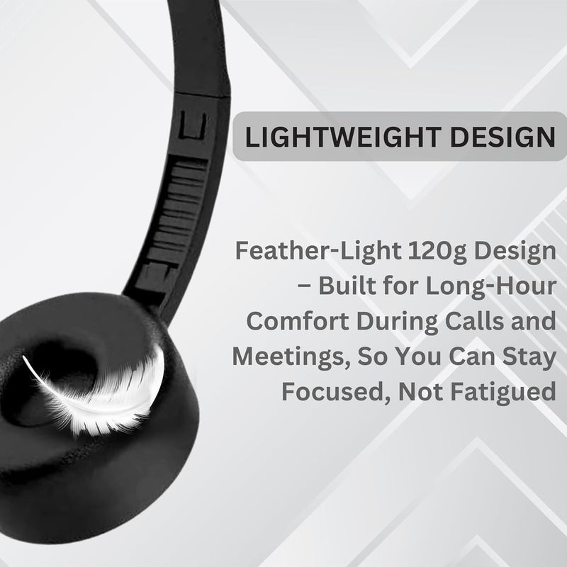 Metaind Wired USB Headphone with Noise Cancelling Mic | HD Sound & Comfort for Zoom, Teams & Call Centers | USB Headset for PC & Laptop | Model: Meta_MT50 (Black) - Image 5