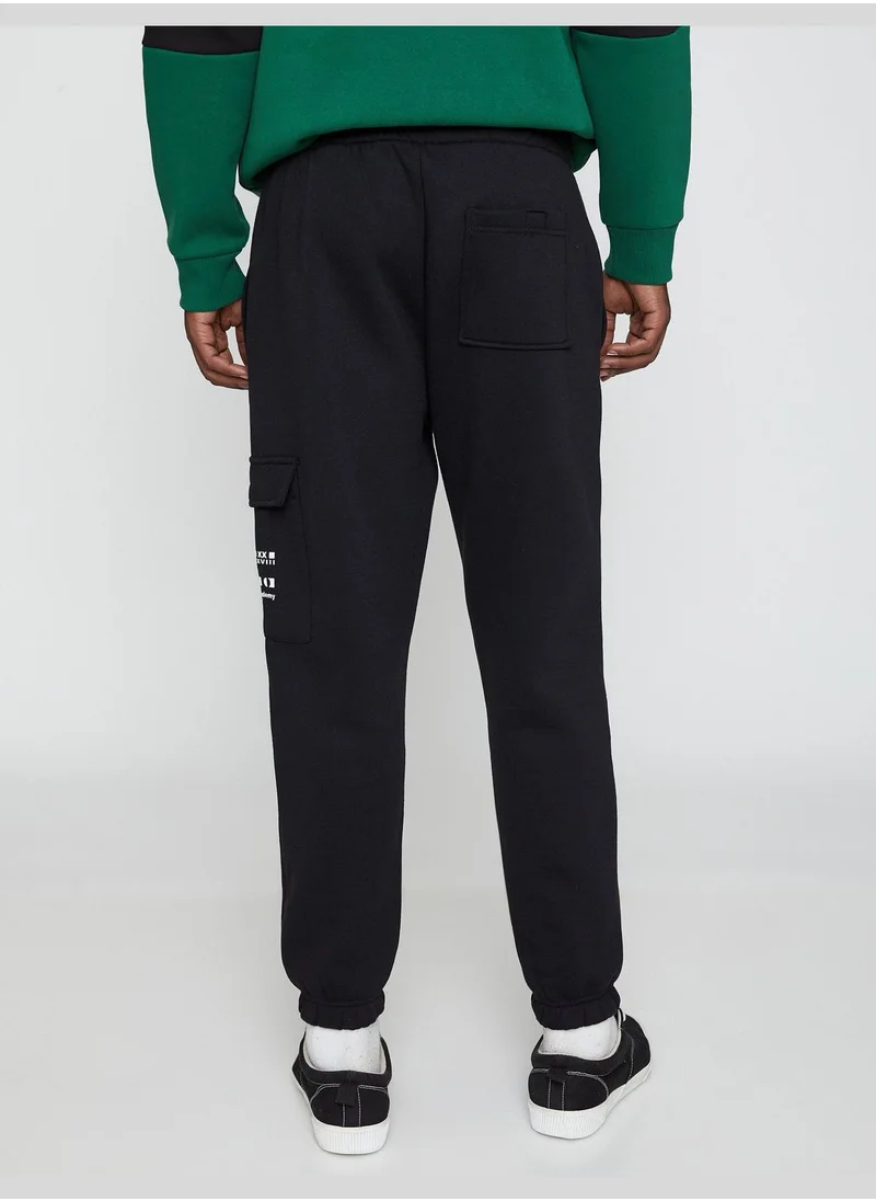 كوتون Slogan Printed Sweatpants Drawstring