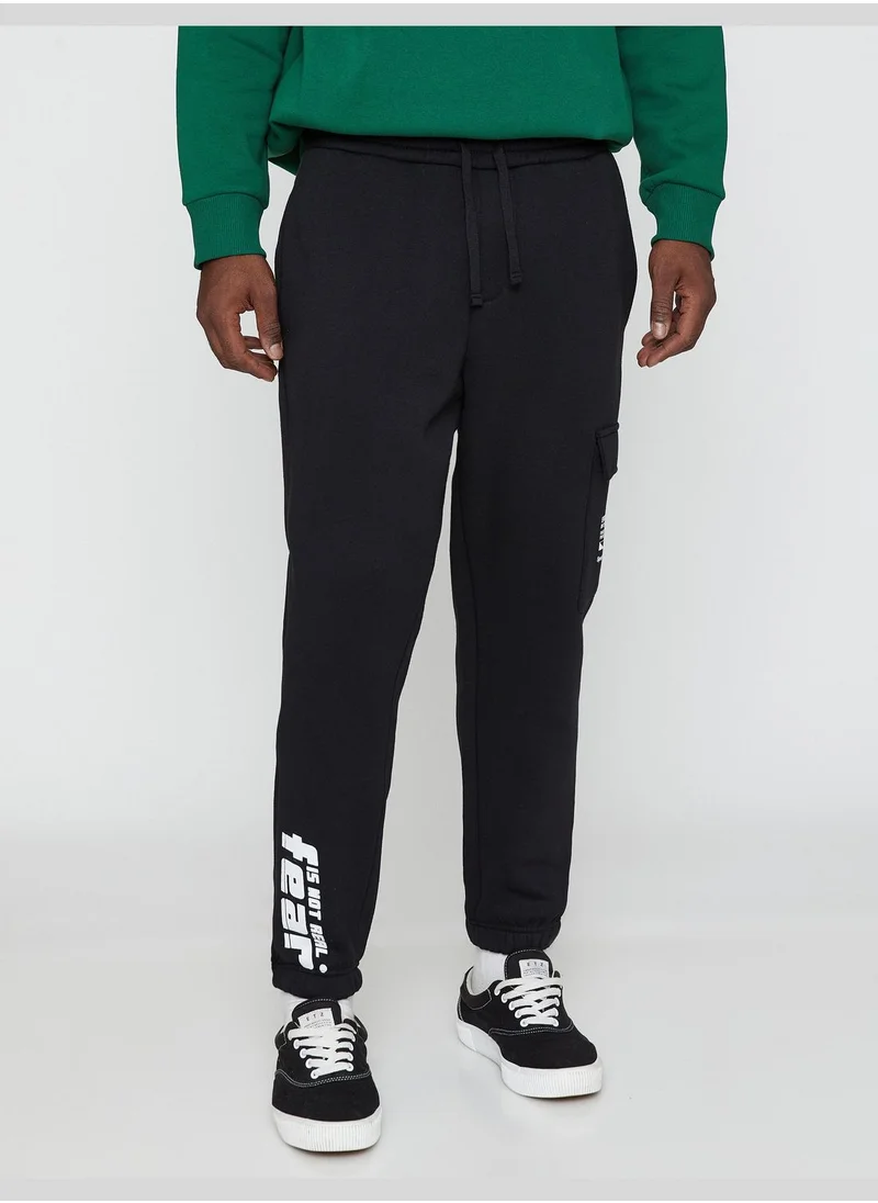 كوتون Slogan Printed Sweatpants Drawstring
