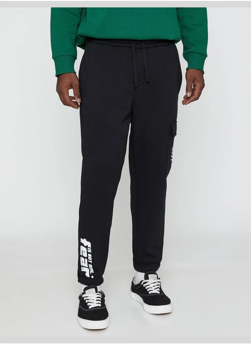 كوتون Slogan Printed Sweatpants Drawstring