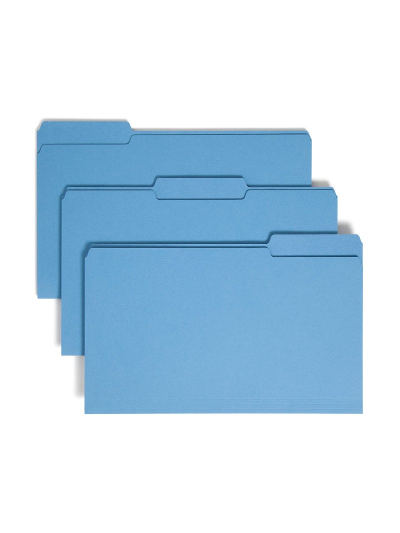 Smead Colored File Folder, 1/3-Cut Tab, Legal Size, Blue, 100 per Box (17043) - Image 1