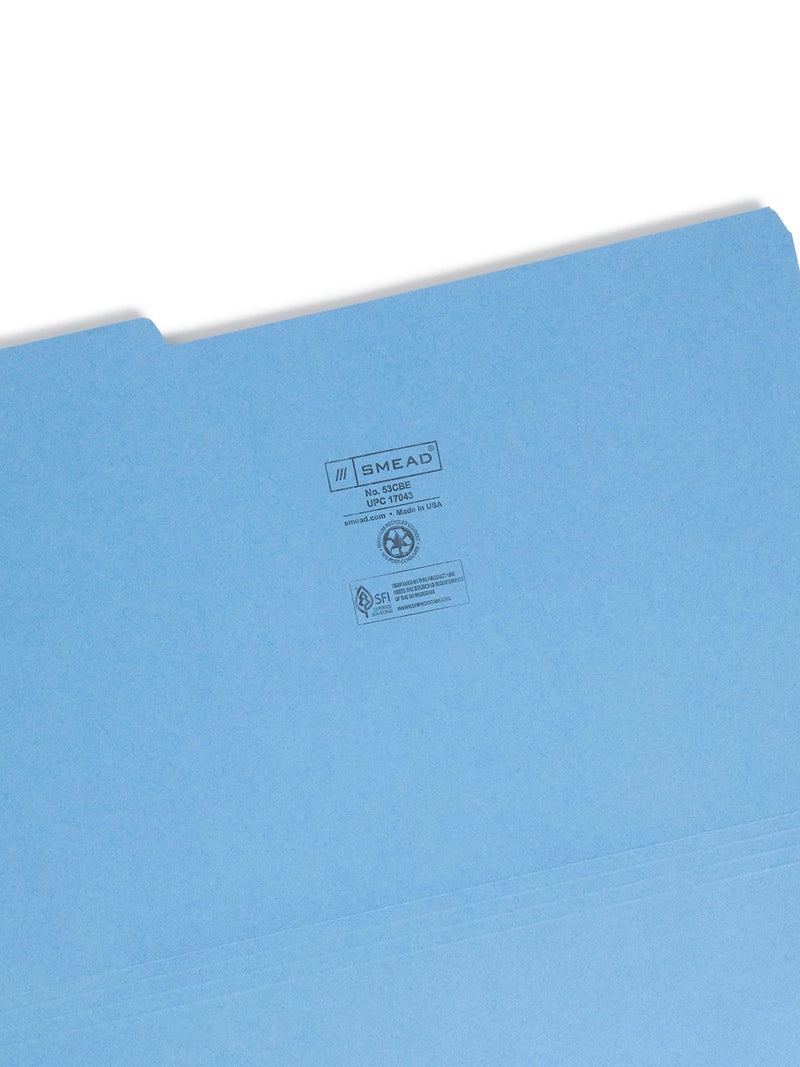 Smead Colored File Folder, 1/3-Cut Tab, Legal Size, Blue, 100 per Box (17043) - Image 3